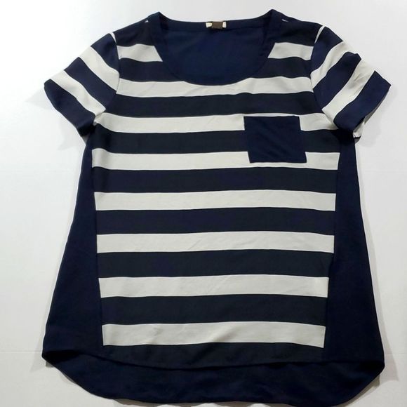 J. Crew Tops - Navy/White Striped J.Crew Top.   Size XS.  #145